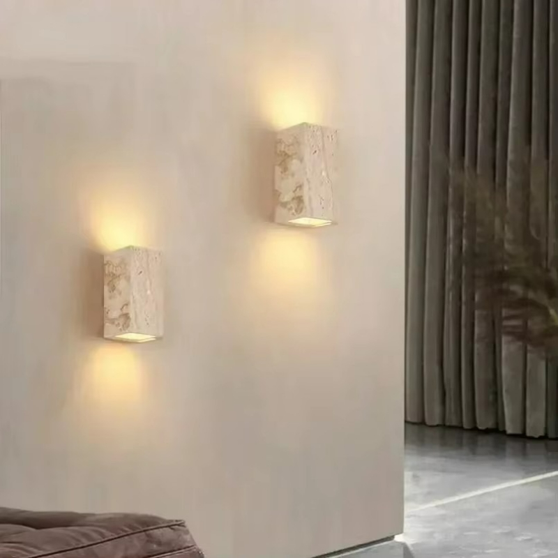 Outdoor Lighting Restaurant - Lampe murale en pierre de travertin