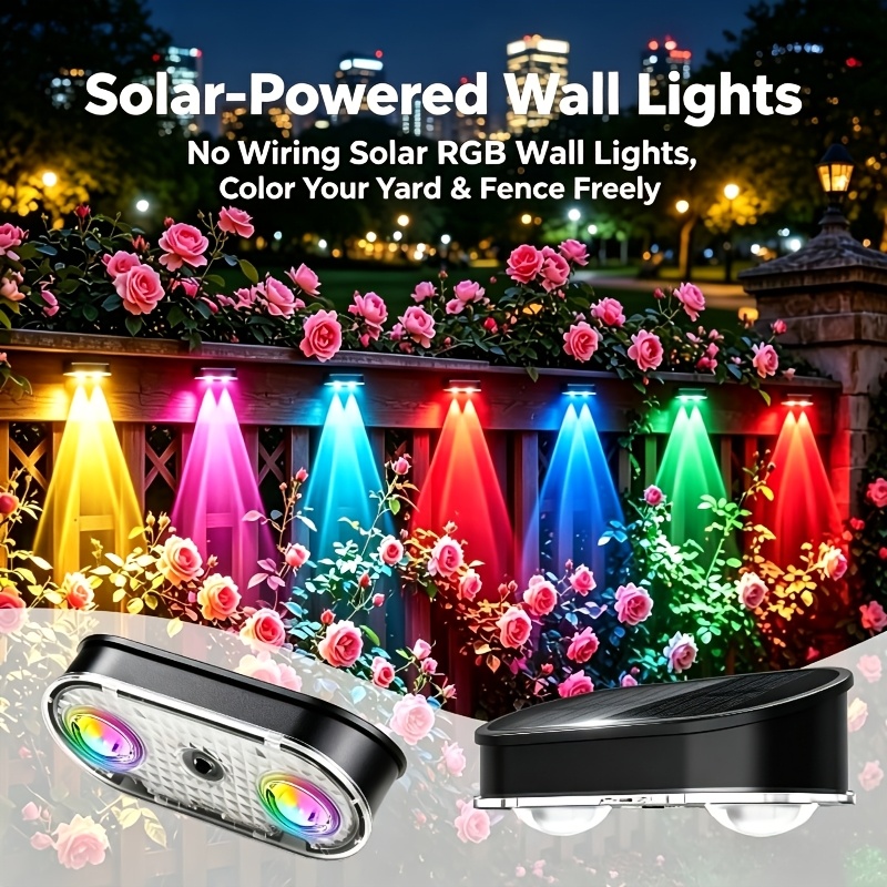 Outdoor Lighting For Fence - Lampe solaire RGB pour clôture IP44,
