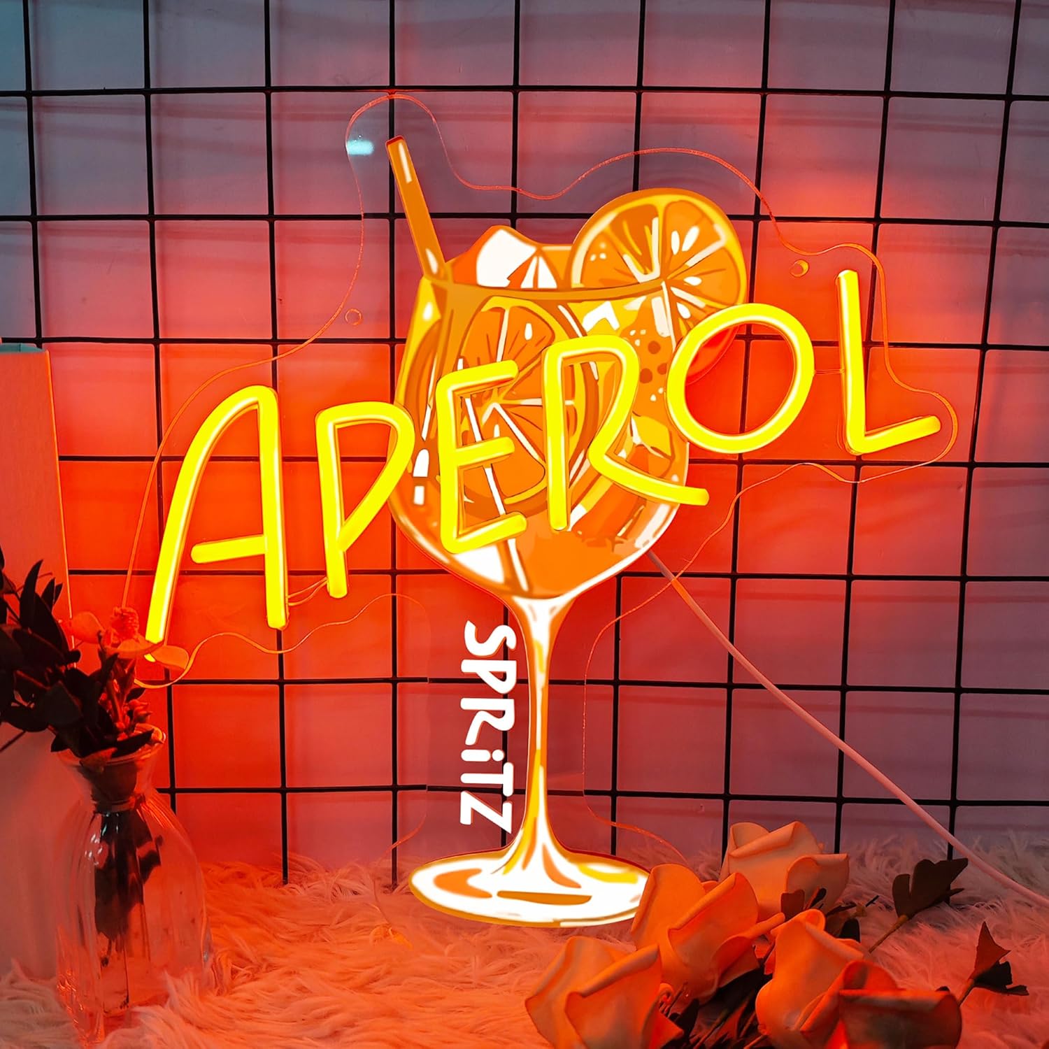 Outdoor Lighting Restaurant - Enseigne néon LED Orange/Aperol Spritz pour