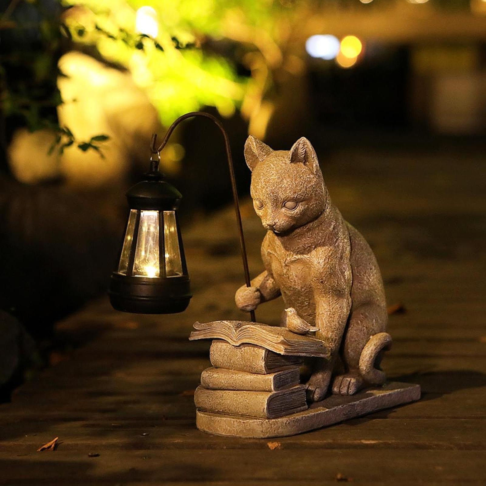Outdoor Lighting Art - Chat solaire jardin Mini Statue Sculpture