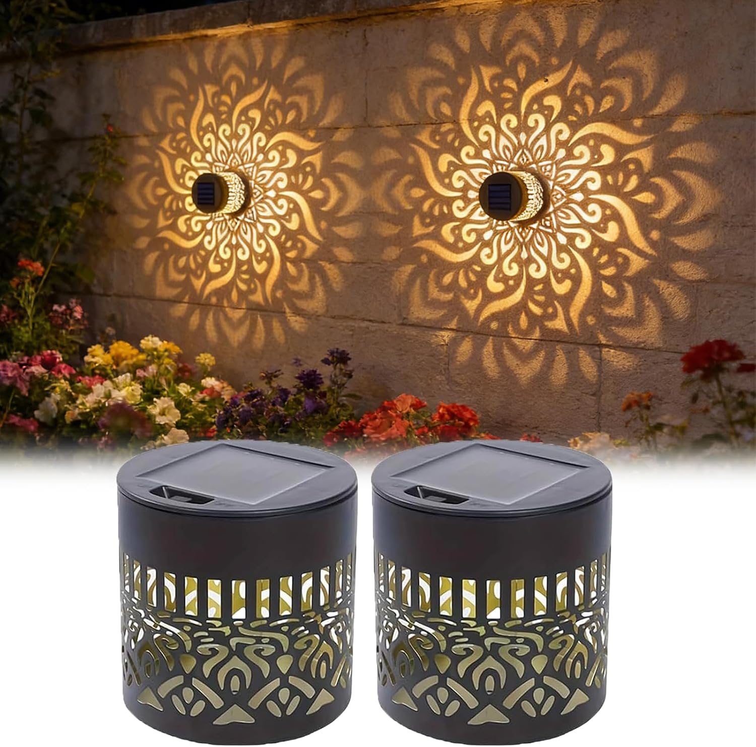 Outdoor Lighting For Fence - Lot de 2 lampes solaires de