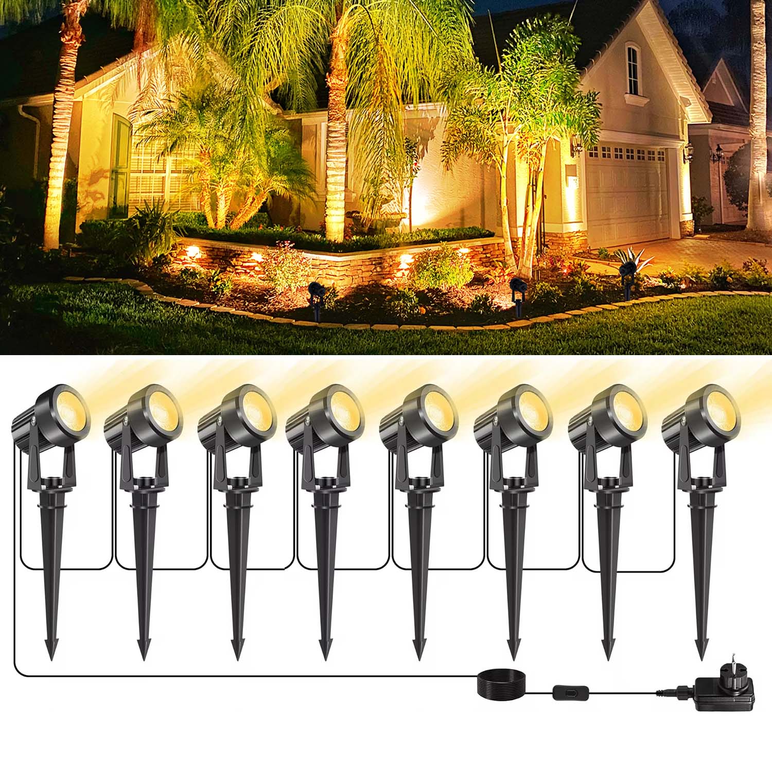 Outdoor Lighting Voltage - 4/6/8 LEDS 3000K projecteur extérieur paysage
