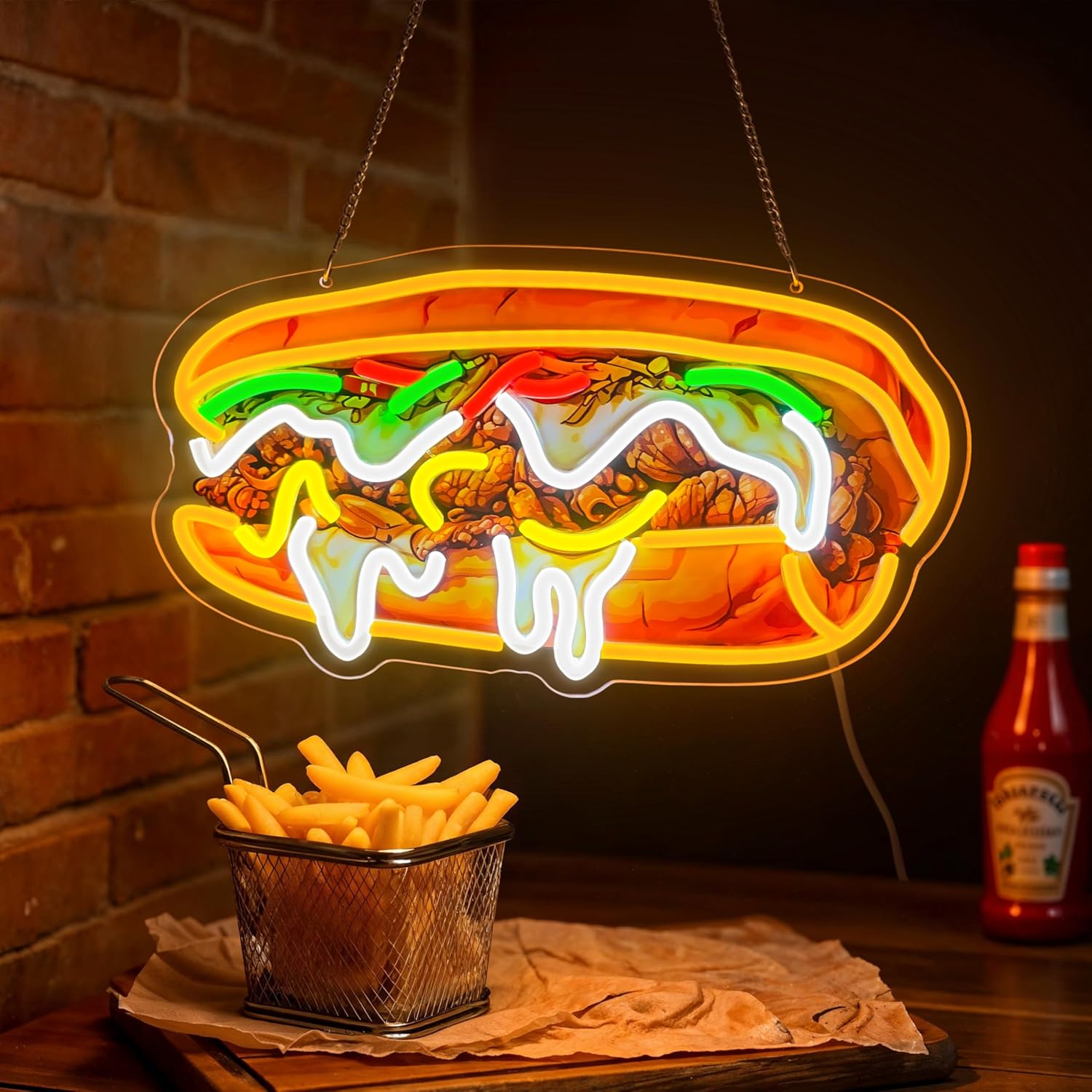 Outdoor Lighting Vendors - Enseigne néon Philly Cheesesteak, alimentée par