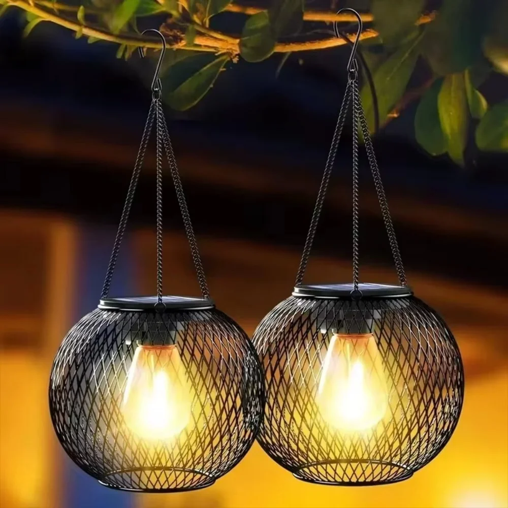 Outdoor Lighting Art - Lanterne solaire en fer forgé, sphérique,